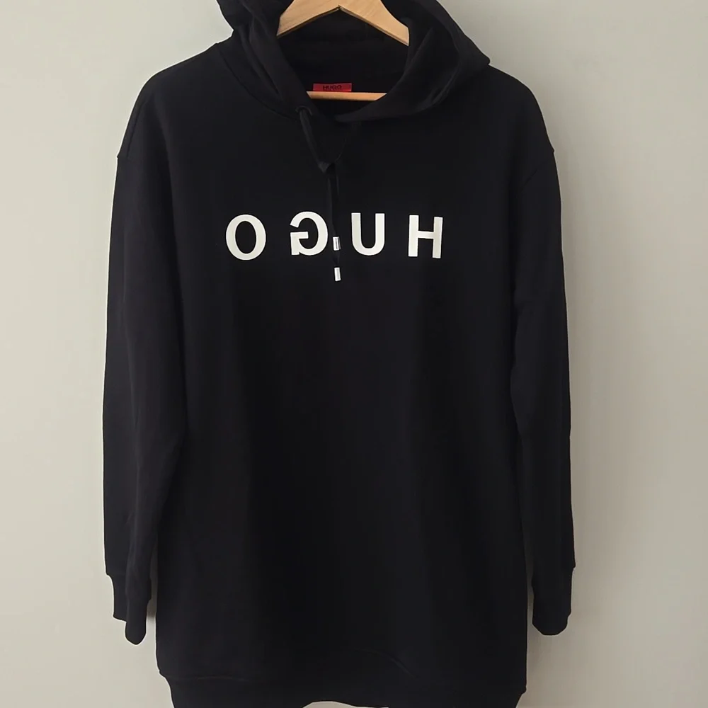 Hugo Boss Black Hooded Mend Sweatshirt Hoodie Unisex SZ S - Picture 2 of 9